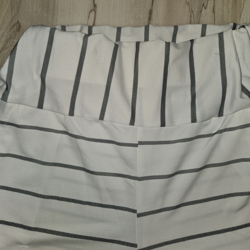 Amazon Black White Striped Wide Leg Soft Palazzo Pants Medium Lounge Pockets - Picture 7 of 10